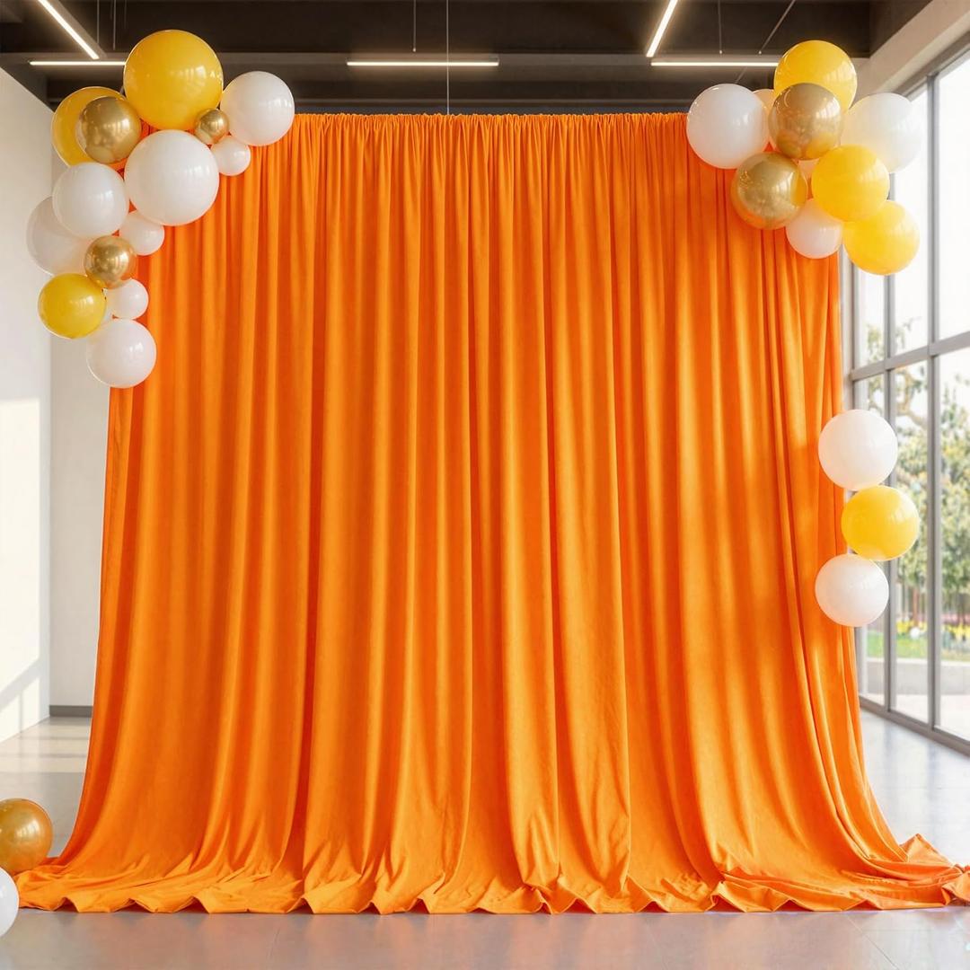 10 X 12ft Orange Backdrop Curtains Wrinkle-Free Wedding Drapes for Backdrop, W5' x H12'
