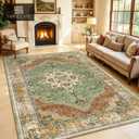 YARNSCAPE 9' x 12' Machine Washable Area Rug, Non-Slip Low-Pile Carpet