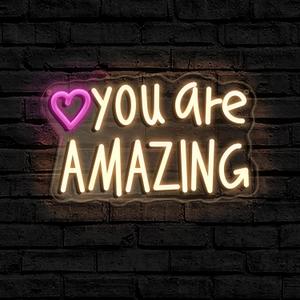 You Are Amazing Neon Sign Wall Decor for Bedroom Class Room Bar Pub Club Nursery Hanging,Dimmable USB Pink Led Light for Wedding Birthday Party Women Christmas Gifts