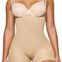 YIANNA Shapewear for Women Tummy Control Bodysuit Open Bust Mid Thigh Seamless Sculpting Body Shaper, 2XL /3XL