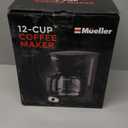 Mueller 12-Cup Drip Coffee Maker - Borosilicate Carafe, Auto-Off, Reusable Filter, Anti-Drip, Keep-Warm Function, Clear Water Level Window Coffee Machine, Kitchen Essentials & Accessories (Black)