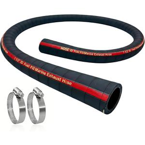 1.5" ID 48" Length Marine Fuel Filler Hose for Filler Neck with Two Hose Clamps, Fuel Tank Vent and Exhaust Hose, 1-1/2 Fuel Fill/Marine Exhaust Hose for Gasoline Methanol Ethanol Fuel, 58524 Hose