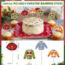200 Pcs Christmas Ugly Sweater Paper Plates and Toothpick Flags Set Disposable Gingerbread Santa Plates Ugly Sweater Party Decorations Xmas Holiday Supplies for Pizza Dessert Cookies Salad