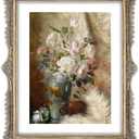 SIMON'S SHOP 11x14 Picture Frame with Mat, Vintage Picture Frames 11x14 Matted to 8x10, Classic Gold Frame with Carved Ornate Floral Lattice Patterns