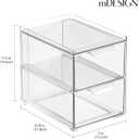 mDesign Stackable Storage Containers Box with 2 Pull-Out Drawers - Stacking Plastic Drawer Bins for Closet Organization, Linen, Coat, Bedroom or Entryway Closets - Lumiere Collection - 4 Pack, Clear