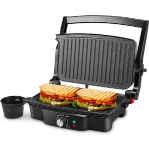 Panini Maker, iSiLER 2 Slice Panini Press Grill, Electric Sandwich Maker Non-Stick Coated Plates, Opens 180 Degrees for Cooking Breakfast Snacks