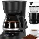 Electactic 5 Cup Programmable Drip Coffee Maker, 24H Delay Brew, 2H Keep Warm & Auto Shut Off, Pause & Serve, Reusable Filter, Glass Coffee Pot, Small Coffee Machine for Home Office