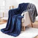 Eastsora Electric Heated Blanket Throw 50''x60''  Soft Dual-Sided Flannel, 12 Heat Settings, Smart Timer, ETL & FCC Certified, Machine Washable (Blue & Gray, Single(50"x60"))