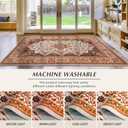 Area Rug for Living Room, 5x7Ft Machine Washable Orange Rugs for Bedroom, Non-Slip Vintage Carpet for Office Dining Room Nursery Farmhouse