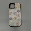 UEEBAI Wallet Case for iPhone 15 with Card Holders, PU Leather Cover Kickstand RFID Blocking Double Magnetic Clasp Rilievo Flower Shockproof Flip Case for Women Girls - White Daisy