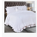 Masaca White Ruffled Shabby Comforter Set King,Boho Chic Farmhouse Bedding Down Comforter Fluffy Cozy,Ultra Soft Washed Microfiber Inner Fill Bedding All Season 3 Piece Set with Ruffle Pillow Shams