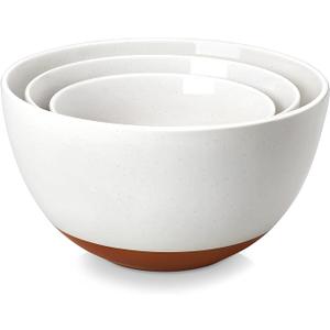 MALACASA Ceramic Mixing Bowls, Large Serving Bowls for Mixing, Cooking, Prepping, Baking, Salad, Soup, Pasta, Nesting Bowls Set of 3, 46/80/140 Oz, Oven, Microwave and Dishwasher Safe, Series TARA