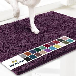 Muddy Mat Original Dog Door Mat for Muddy Paws, Super Absorbent Microfiber, Non-Slip Washable Pet Rug, Quick Dry Chenille Entryway Carpet, Machine Washable Indoor Outdoor mat, Dark Purple 19"x30"