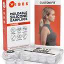 Silicone Ear Plugs - 6 Pairs Vibes Reusable Earplugs For Sleep, Custom Waterproof Moldable Gel, 32 dB Best Sound Blocking Earplug, Noise Reduction in Sleeping, Travel, Swimming, Studying, Construction
