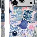 Case Compatible with iPhone 17 Pro,Scratch Resistant Hybrid 2-Layer Hard Shell Phone Case,Ball Blue Bow Flower Collage Aesthetic