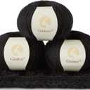 100% Inner Mongolian Cashmere Yarn Luxurious Hand Knitting Yarn Home Necessity for DIY Crafts (3 balls, Black)