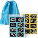 Coogam Metal Wire Puzzle Set of 16 with Pouch,Brain Teaser IQ Test Disentanglemen Iron Link Unlock Interlock Game Chinese Ring Magic Trick Toy for Party Favor Kids Adults Challenge