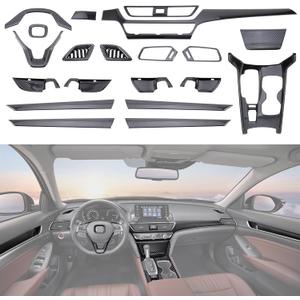20 Pcs Carbon Fiber Interior Kit, Gear Shift Panel Cover AC Air Vent Cover Side Door Panel Strip Cover Steering Wheel Cover Compatible with Honda Accord 10th Gen 2018-2022