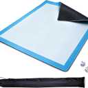 31.5in Blue Multi-Purpose Mahjong Mat, Poker Board Game & DIY Desk Pad | Plain Solid Neoprene Mahjong Mat | Waterproof, Quiet, Non-Slip for tiles, Dominoes, cards, Office Guard, With Bag & 4 Dice