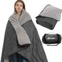 Outdoor/Indoor Sherpa Blanket, Oversized Waterproof Stadium Blanket for Cold Weather. Warm, Soft, Portable, Great for Stadium, Sports Events, Camping, Indoor - 82x56in., Dark Gray