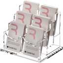 SANRUI Vertical Business Card Holder for DeskClear Acrylic Business Card Display Stand6 Slots 3 Tier Holds 300 Cards