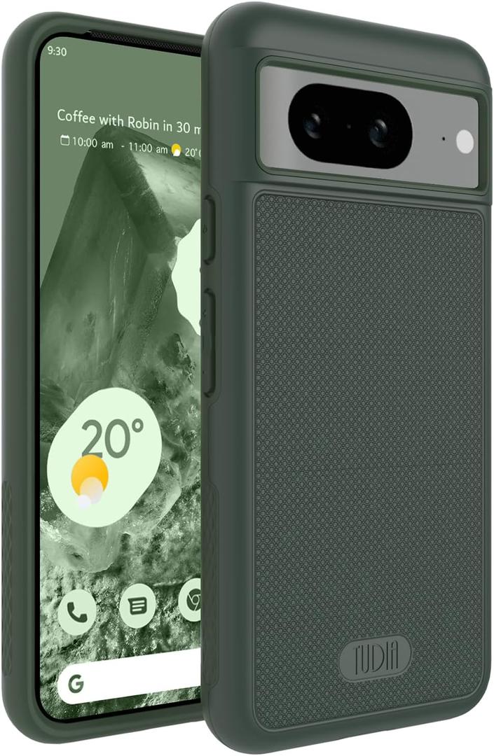 TUDIA MergeGrip [Military Grade] Designed for Google Pixel 8 Case (2023) - [Drop Tested] Dual Layer Shockproof Slim Rugged Tough Heavy Duty Protective Phone Cases Cover - Pine Green