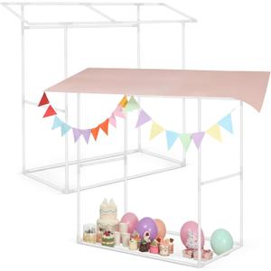 Amyhill Tabletop Tent Base Set for Hawaiian Banquet Ice Cream Table Cabin Graduation Day Party Summer Event Snack Theme Carnival Scene Decoration (White)