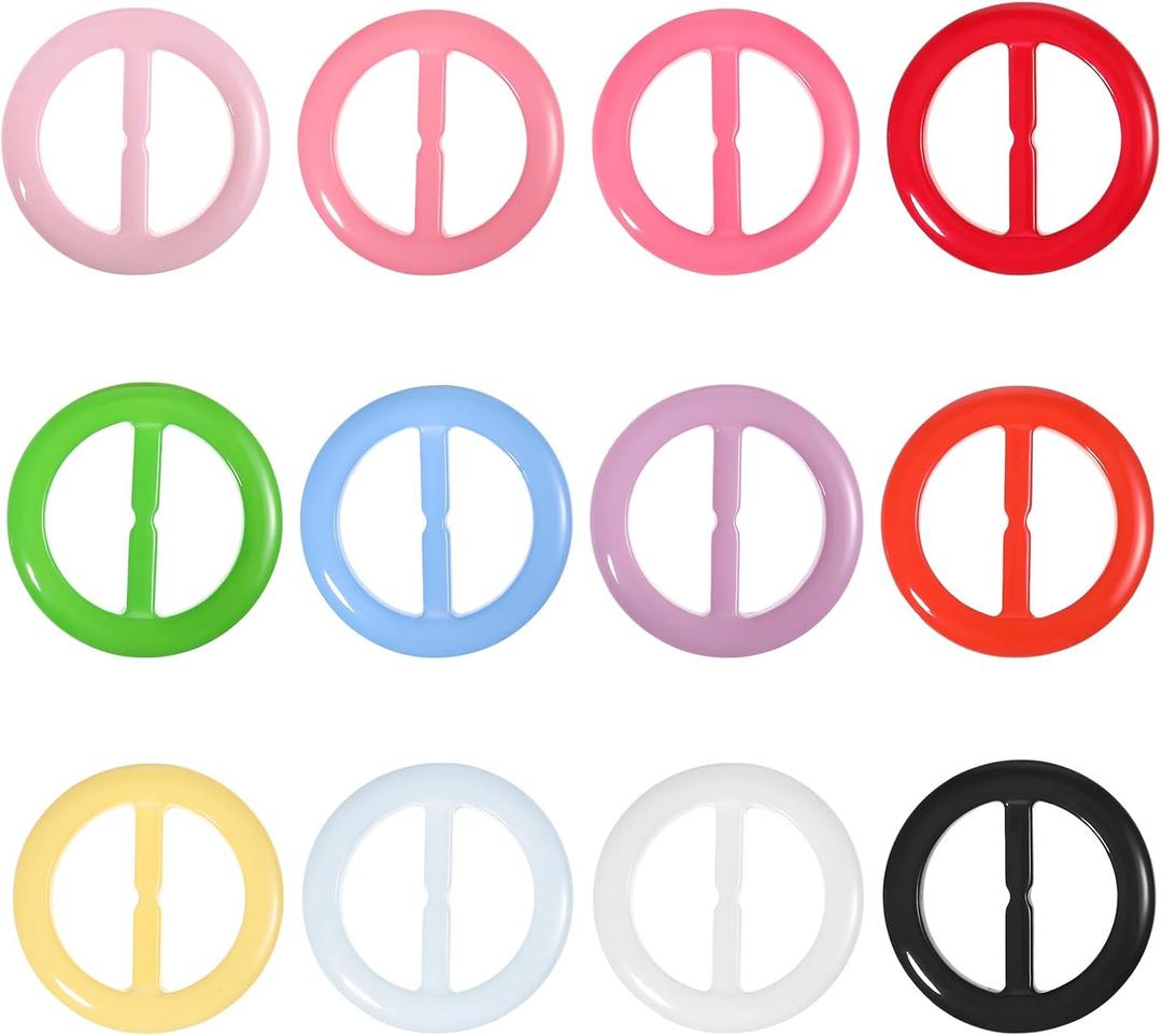 12 Pcs Scarf Clip, Colorful Shirt Ties Clips for Women Round T Shirt Ties Rings Stylish Resin Scarf Ring Clip Bulk Clothes Corner Knotted Waist Buckle for Women's Clothing Accessories