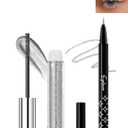 Silver Glitter Mascara + Eyeliner Pen Set, Shimmer Volume Colorful Mascara, Sparkling Liquid Eyeliner, Waterproof, High-Pigmented, All-Day Wear Shine Eye Makeup for Dazzling Looks