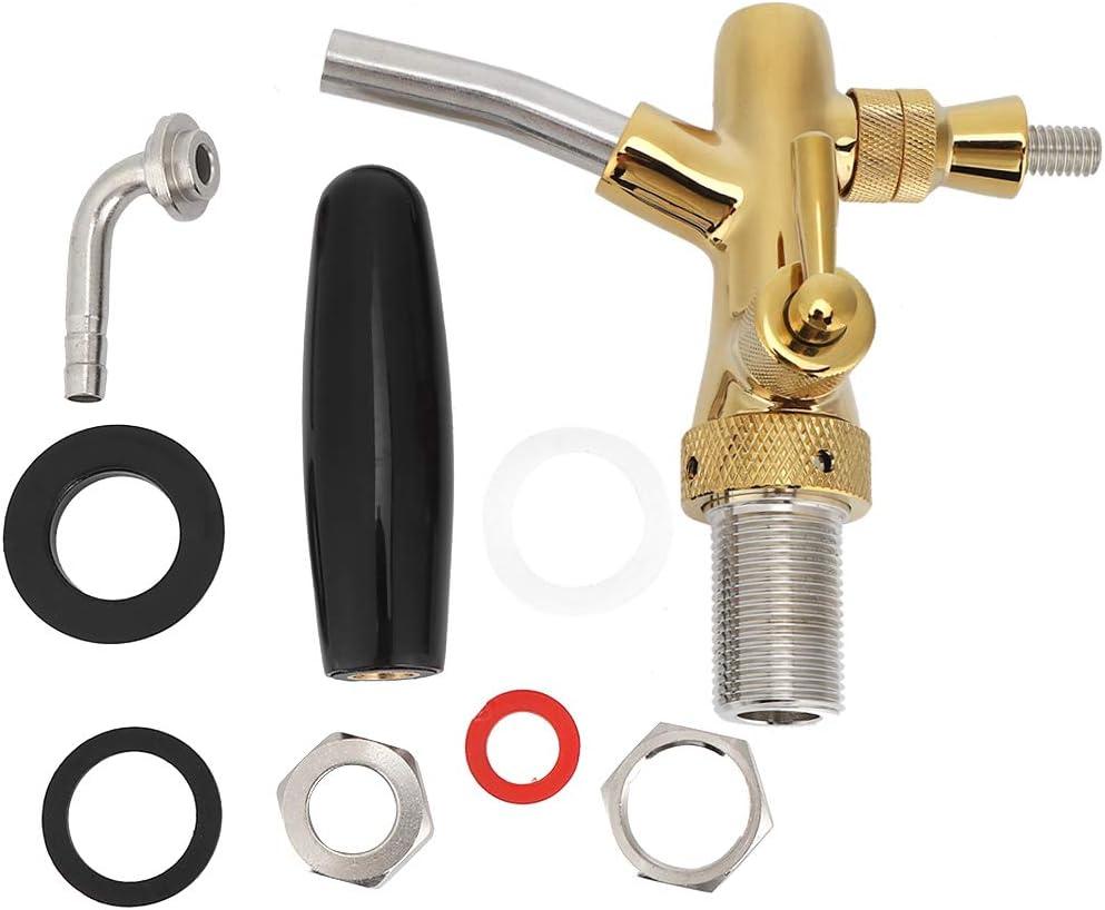 Tissting G5/8 Thread Beer Faucet Brass Stainless Steel Draft Beer Tap with Handle,7 Accessories,for Dispense Beer Beverages,for Home Bar Restaurants(Gold) (#3)
