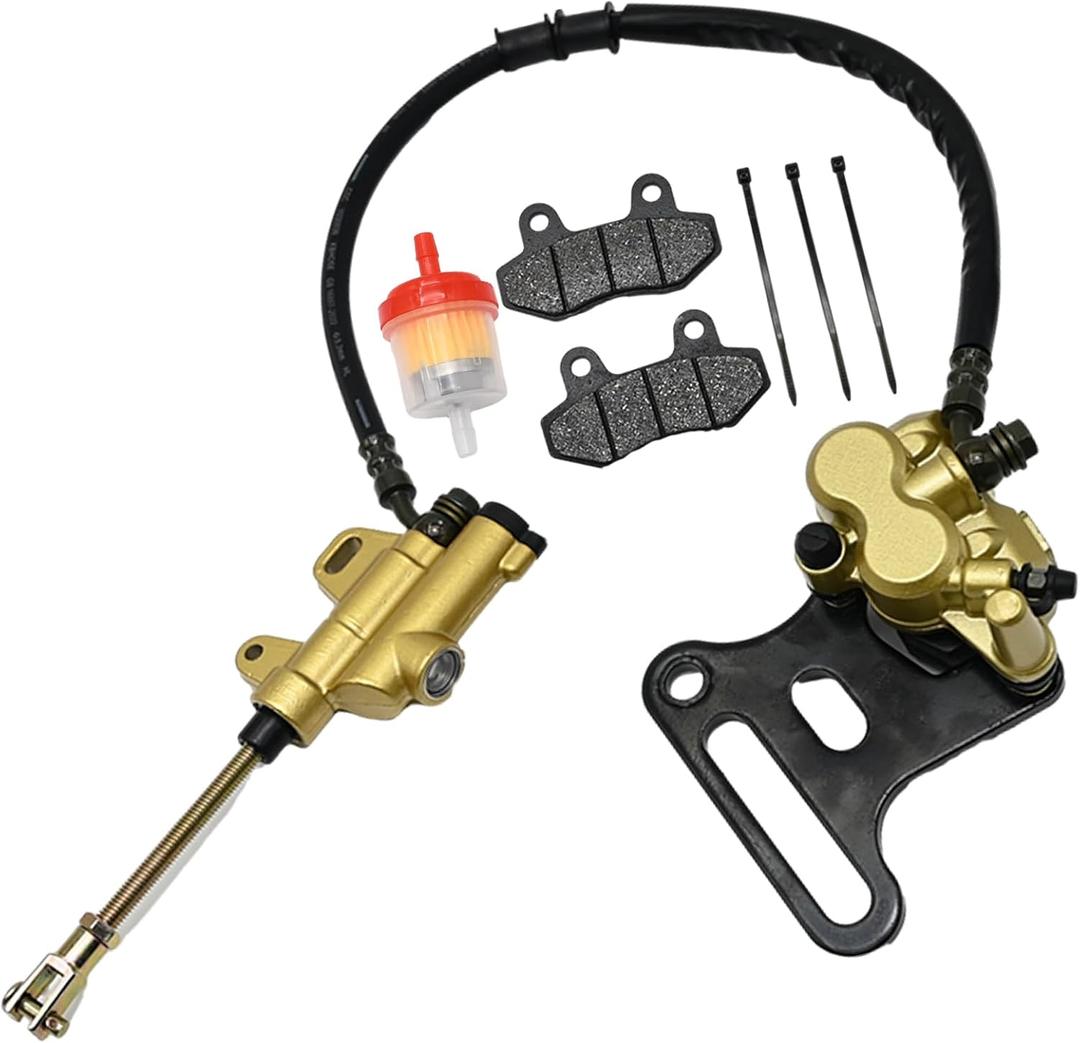 12mm Rear Disc Hydraulic Brake Master Cylinder Caliper Assembly Pad for 70cc 90cc 110cc 125cc 140cc 150cc SSR apollo Taotao Coolster Roketa SDG 107 Pitster Pro Atomik Sikk Chinese Pit Dirt BIke