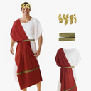 Ancient Greek Toga Adult Roman Costume with Headband Halloween Cosplay Outfit, Size -XL
