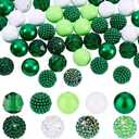 PH PandaHall 58pcs Green Bubblegum Beads, 20mm Acrylic Chunk Beads Focal Bead 9 Style Pen Bead for Spring Necklace Bracelet Keychain Jewelry Making Holiday