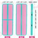 FINCOME Inflatable Gymnastics Air Mat Tumble Track Mats for Home with Pump | 13ft Tumbling Mat for Training Cheerleading Yoga Home Thick Air Mat Indoor Outdoor Waterproof Durable PVC, Green Pink, 13ft*3.3ft*4inches(4m*1m*0.1m)