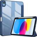 ProCase for iPad (A16) 11th Generation 11 Inch 2025/10th Generation 10.9 Inch 2022 Case with Pencil Holder, Hybrid iPad 11 10 Case with Clear Back, Supports Auto Wake/Sleep -Navy