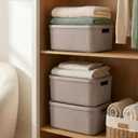 BINO | Plastic Storage Bins with Lids, 13 Liter - 3 Pack, Taupe | THE TWILL COLLECTION | Plastic Bins for Organization | Woven Storage Baskets for Organizing | Pantry Shelf Organizer Basket Bin