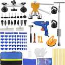 oranqran 161Pcs Car Dent Puller Kit, Body Repair Tools Paintless Dent Removal Tool with Adjustable Dent Lifter & Bridge Puller, Hail Damage Repair Kit for Car Refrigerator Door Ding  Gold