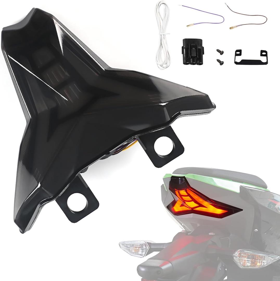 Motorcycle LED Tail Light for Ninja 400 18-24, Smoked Black Integrated Brake Tail Light Turn Signals Light for Kawasaki Ninja 400, Z400, Z1000 R, ZX-6R Accessories, 2013-2025