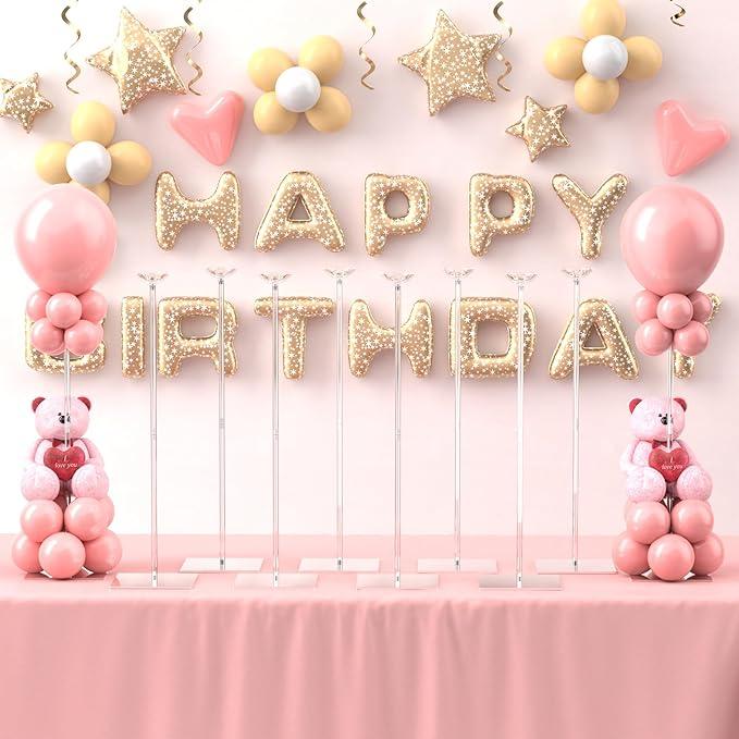 Toosci 10 Pack Balloons Stands for Tables, 23.6 Inch Acrylic Balloon Centerpiece Stands with Clear Base, Balloon Stick Holder for Wedding, Baby Shower, Holiday, Graduation, Birthday Party Decoration