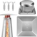 Nuanchu 2 Pcs Outdoor Patio Heater Replacement Parts Burning Net Emitter Screen and Base 4 Sided Pyramid Patio Heater and Heat Reflector Shield for Most Square Glass Tube Heat