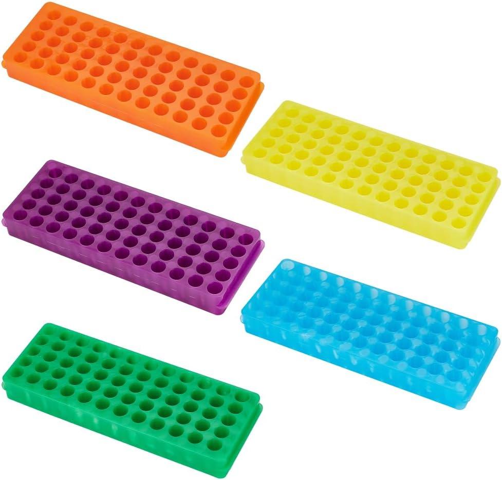 OLYCRAFT 5PCS Polypropylene Microcentrifuge Tube Rack, Double Panel 60-Well Centrifuge Test Tube Holder for Chemistry Laboratory - Assorted Colors