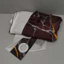 No Hook Shower Curtain with Snap in Liner Set, Red Marble Design, Waterproof Washable Fabric Hotel Shower Curtains for Bathroom Decor with See Through Mesh Top Window 54x80 Inch