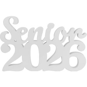 3 x Senior 2026 Sign Graduation Decorations, White Faux Wooden Photo Props, 2026 Graduation Table Decorations for Any Schools Party