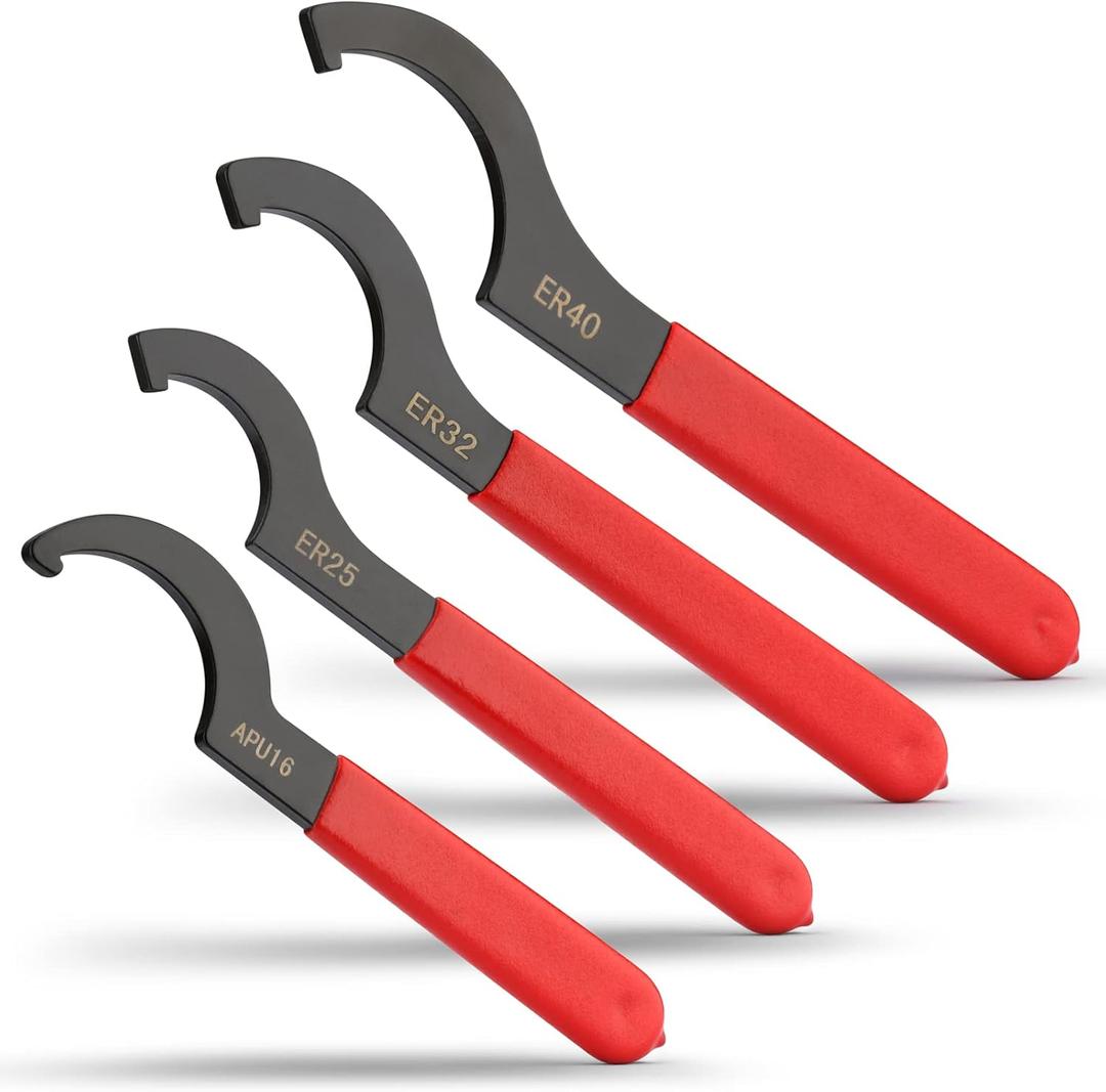 Coilover Wrench Spanner, 4PCS Non-Slip Spanner Wrench Set, Professional Universal Rubber Handle Wrench Spanner Tool for Floor Heating Pipes and Cars Walnut