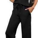 XIEERDUO Two Piece Sets for Women Summer Vacation Travel Outfits V Neck Lounge Matching Sets (Black, XS)