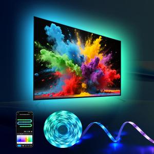 26.25ft LED Lights for 75-100 Inch TV, RGB+IC TV Lights Backlight Strip Behind, with 44 Scene Modes, Bluetooth APP and Voice Control, Music Sync Smart Ambient Lighting for Gaming, Bedroom, Living Room (24.2ft13.1ft*2)