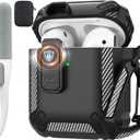 Maxjoy for AirPods 2nd Generation Case Cover, AirPods Case with Lock Gen 2 Hard Shell Rugged Shockproof Protective Cover with Keychain Cleaner Kit Compatible with Apple AirPods2 AirPods1, Black