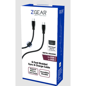 Set 2 Pack ZGEAR Metal Housing For USB C 10 Foot Braided Sync & Change Cable And 10 Foot Braided Sync Charge Cable For Lighting Tip