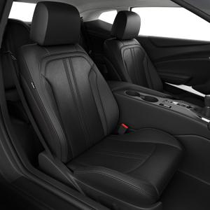 for Chevy Camaro 2016-2024 Seat Covers Full Set, Custom Fit 6th Gen Camaro LT LS RS SS ZL Coupe, Premium Faux Leather Waterproof Car Protector Cushion(Black)