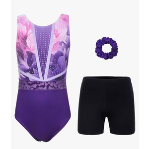 Gymnastics Leotards for Girls, Adult, Child With Shorts Activewear 11-12Y